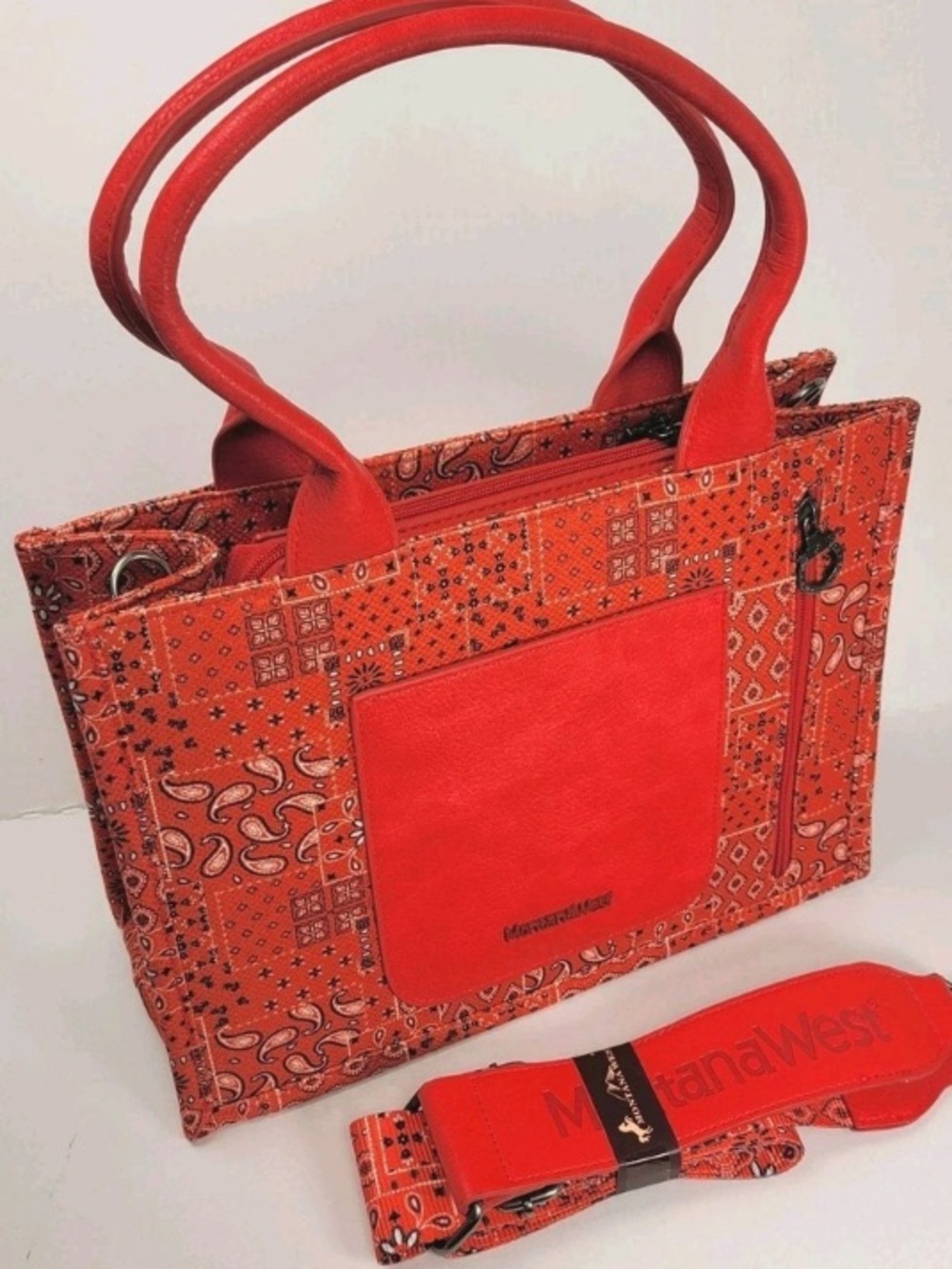 MONTANA WEST NWT RED BANDANA PAISLEY PRINT BAG